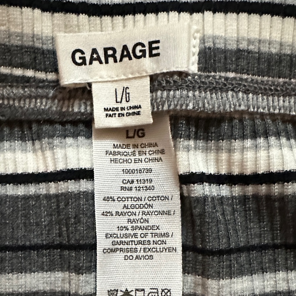 GARAGE Y2K Monochrome Cotton-Blend Jersey Flattering Striped Pencil Skirt Sz L - Picture 5 of 5